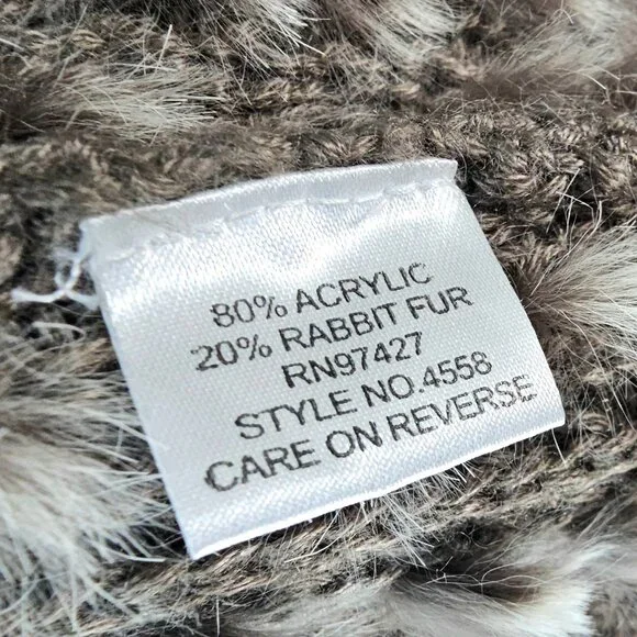 Dolce Cabo | Rabbit Fur Trim Open Knit Wrap Cardigan | Sage | Size L - Picture 12 of 12